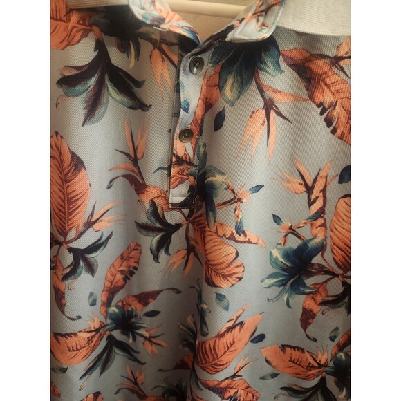 Apt 9 Performance Golf Polo Shirt Blue Pink Hawaiian Premier Flex Men's Size L - Picture 3 of 4